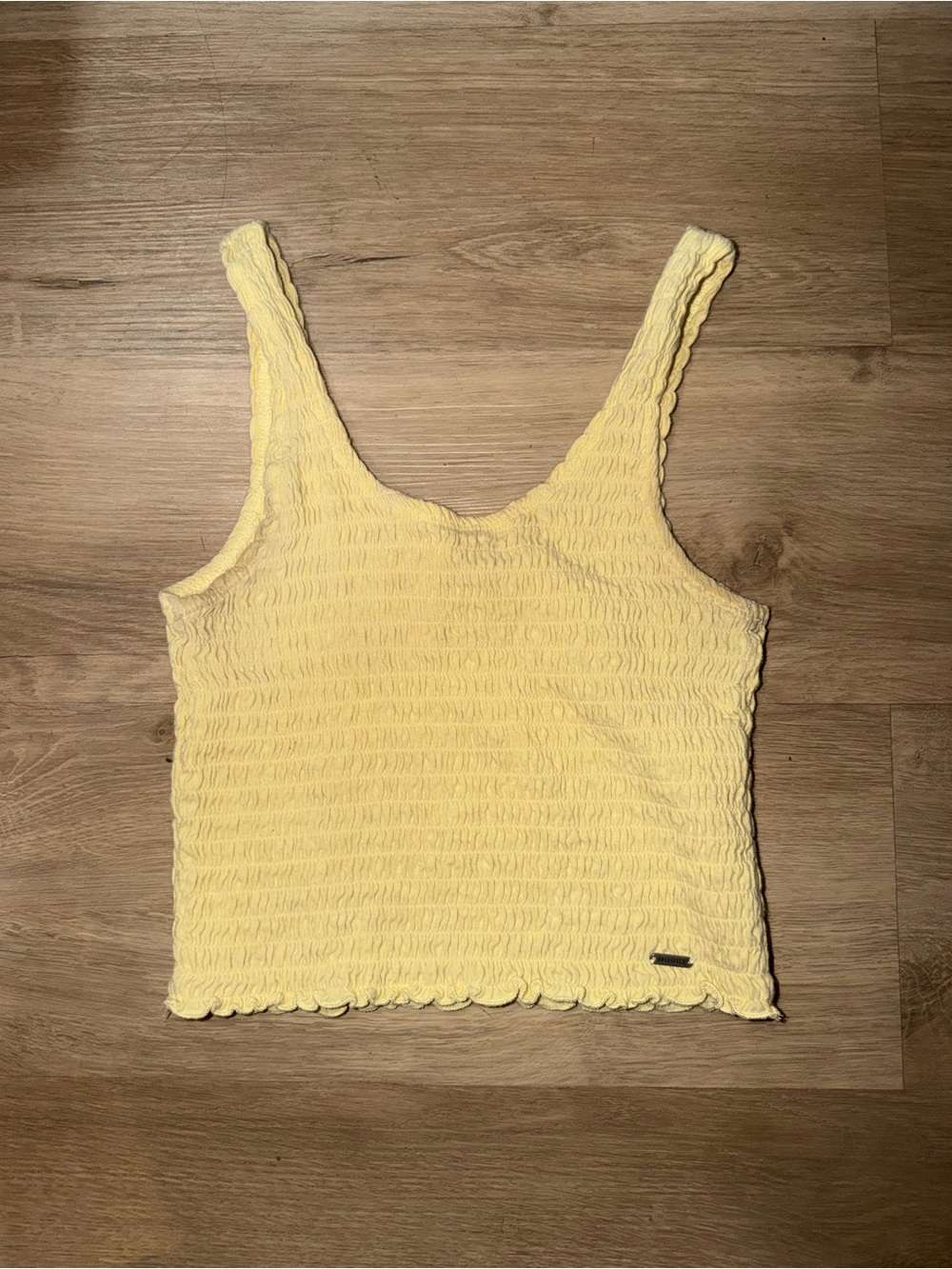 Hollister Soft Yellow Smocked Crop Tank